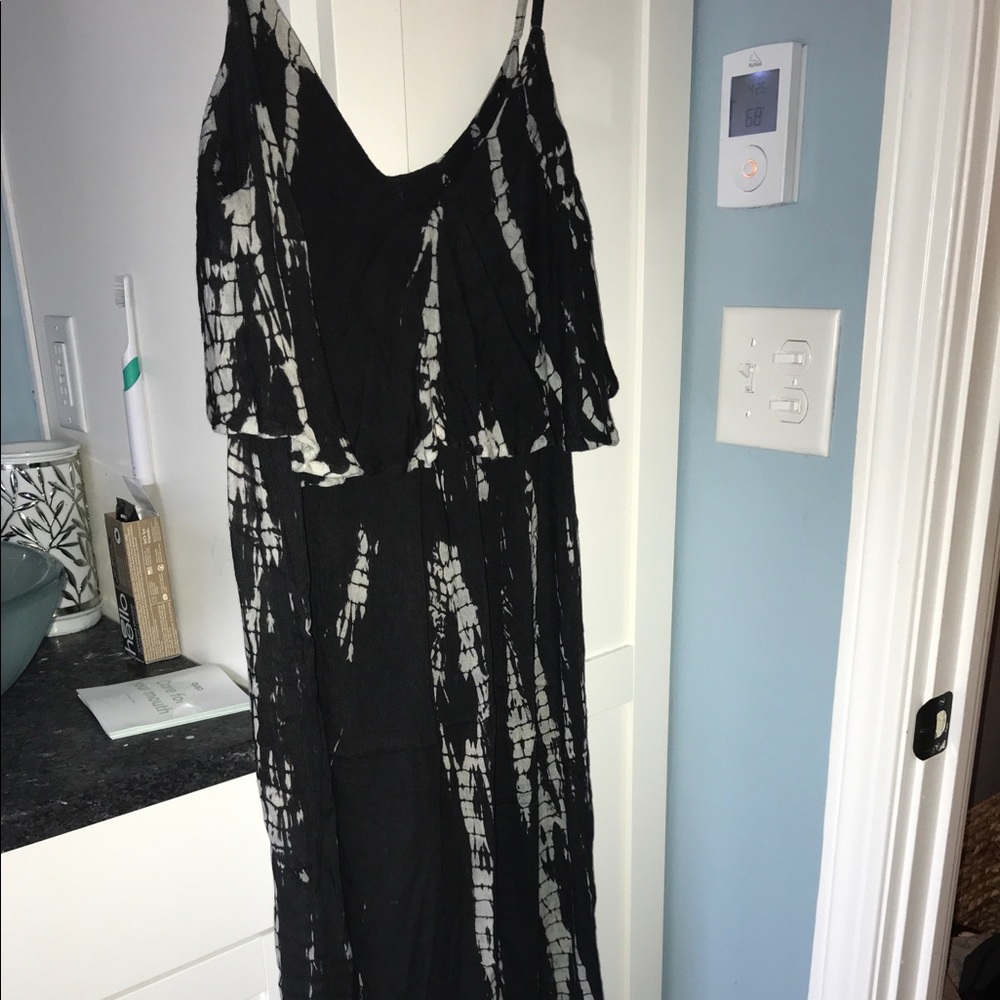 Black and gray tie dye tank maxi dress